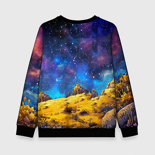 Детский свитшот Тюлень в космосе / 3D-Черный – фото 2