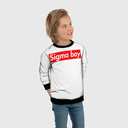 Свитшот детский A real sigma boy merch meme надпись из песни в тик, цвет: 3D-черный — фото 2