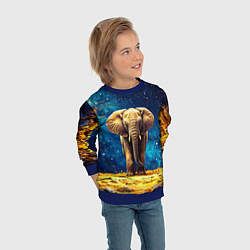 Свитшот детский Слон и космическое небо, цвет: 3D-синий — фото 2