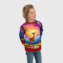 Свитшот детский Олень и космическое небо, цвет: 3D-красный — фото 2
