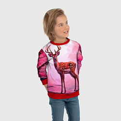 Свитшот детский Олень в розовом свете, цвет: 3D-красный — фото 2