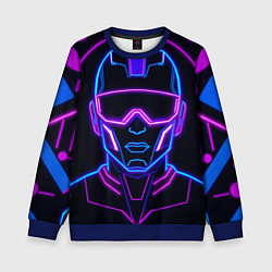 Свитшот детский Неоновый кибер силует, цвет: 3D-синий
