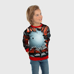 Свитшот детский Разбитые плиты из стекла, цвет: 3D-красный — фото 2