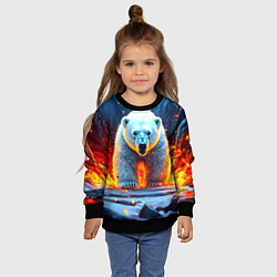 Свитшот детский Белый медведь в огне, цвет: 3D-черный — фото 2