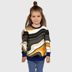 Свитшот детский Волнистые чёрно-жёлтые полосы на белом фоне, цвет: 3D-синий — фото 2