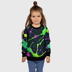 Свитшот детский Разноцветные кляксы, цвет: 3D-черный — фото 2