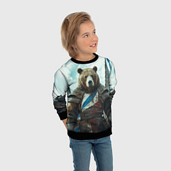 Свитшот детский Медведь русский воин, цвет: 3D-черный — фото 2