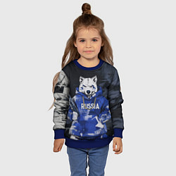 Свитшот детский Русский волк с автоматом, цвет: 3D-синий — фото 2