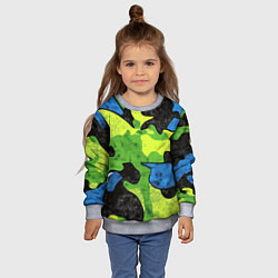 Свитшот детский Зелено-синий абстрактный камуфляж, цвет: 3D-меланж — фото 2
