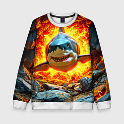 Свитшот детский Акула в огне, цвет: 3D-белый