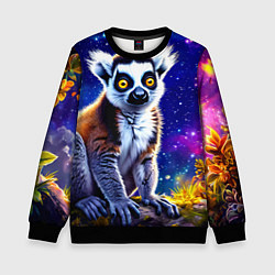 Свитшот детский Лемур и звездная ночь, цвет: 3D-черный