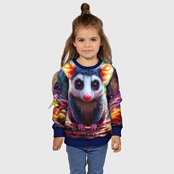Свитшот детский Опоссум в лесу, цвет: 3D-синий — фото 2