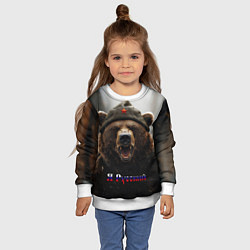 Свитшот детский Я русский - медведь солдат, цвет: 3D-белый — фото 2