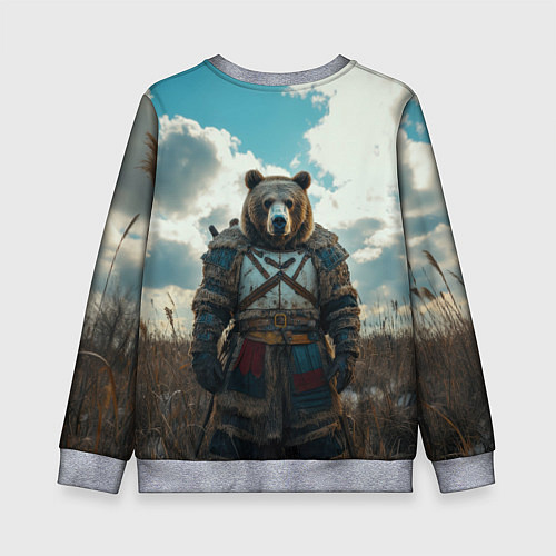 Детский свитшот Россия - медведь в поле / 3D-Меланж – фото 2