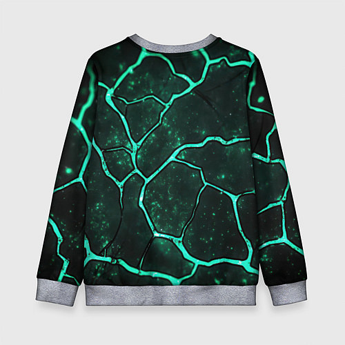 Детский свитшот Неоновые зеленые разломы / 3D-Меланж – фото 2