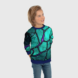 Свитшот детский Зеленые плиты с фиолетовым разломом, цвет: 3D-синий — фото 2