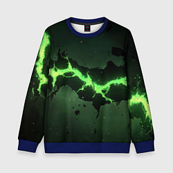 Свитшот детский Неоновая плита с зеленым разломом, цвет: 3D-синий