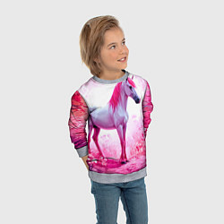 Свитшот детский Белая лошадь с розовой гривой, цвет: 3D-меланж — фото 2