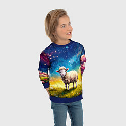 Свитшот детский Овечка и звездное небо, цвет: 3D-синий — фото 2