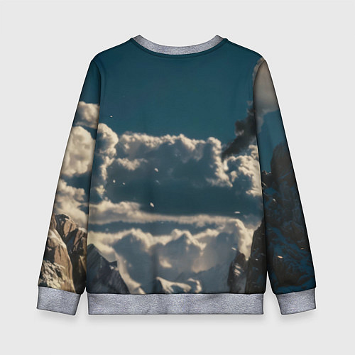 Детский свитшот Волк русский воин / 3D-Меланж – фото 2