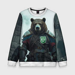 Свитшот детский Русский медведь хозяин Тайги, цвет: 3D-белый
