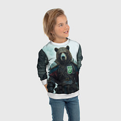 Свитшот детский Русский медведь хозяин Тайги, цвет: 3D-белый — фото 2