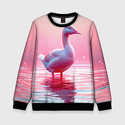 Свитшот детский Гусь на розовом озере, цвет: 3D-черный