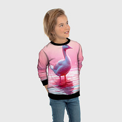 Свитшот детский Гусь на розовом озере, цвет: 3D-черный — фото 2