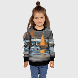 Свитшот детский Живопись с парусниками, цвет: 3D-черный — фото 2