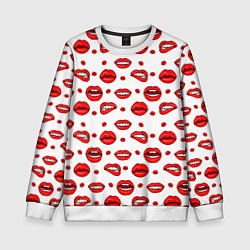 Свитшот детский Губной паттерн, цвет: 3D-белый