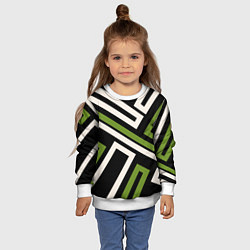 Свитшот детский Прямоугольники по диагонали-зеленый, черный, цвет: 3D-белый — фото 2