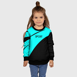 Свитшот детский Sport неоновый голубой с чёрным, цвет: 3D-черный — фото 2