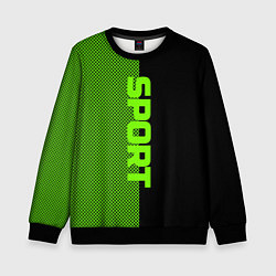 Свитшот детский Sport чёрно-зелёный пополам, цвет: 3D-черный