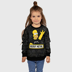 Свитшот детский Heavy metal Гомер симпсон, цвет: 3D-черный — фото 2