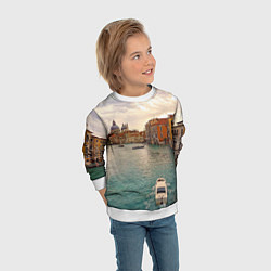 Свитшот детский Гранд-канал Венеции - городской пейзаж, цвет: 3D-белый — фото 2