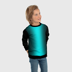 Свитшот детский Чёрный и неоновый голубой градиент по центру, цвет: 3D-черный — фото 2