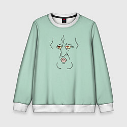 Свитшот детский Сквидвард Тентаклс гигачад мем, цвет: 3D-белый