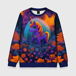 Свитшот детский Сказочный единорог, цвет: 3D-синий