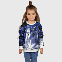Свитшот детский Единорог - синий рог, цвет: 3D-белый — фото 2