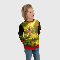 Свитшот детский Единорог в летнем лесу, цвет: 3D-красный — фото 2