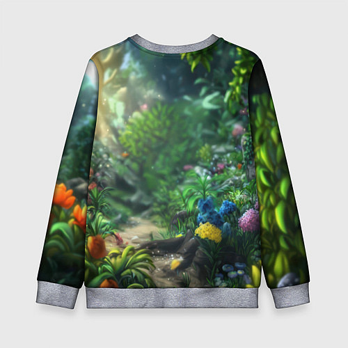 Детский свитшот Единорожка в зеленом лесу / 3D-Меланж – фото 2