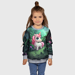 Свитшот детский Единорожка с розовой гривой, цвет: 3D-меланж — фото 2