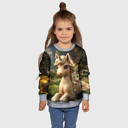 Свитшот детский Единорожка кофейного цвета, цвет: 3D-меланж — фото 2