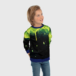 Свитшот детский Зеленая стекающая краска по черному фону, цвет: 3D-синий — фото 2