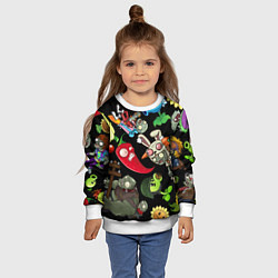 Свитшот детский Растения против зомби персонажи на черном, цвет: 3D-белый — фото 2