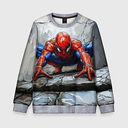 Свитшот детский Человек-паук палзет на стене, цвет: 3D-меланж
