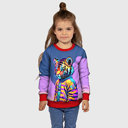 Свитшот детский Cool tiger cub - pop art, цвет: 3D-красный — фото 2