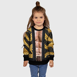 Свитшот детский Накаченное мужское тело в змеином наряде, цвет: 3D-черный — фото 2