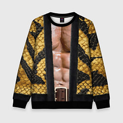 Свитшот детский Накаченное мужское тело в змеином наряде, цвет: 3D-черный