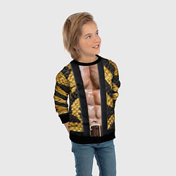 Свитшот детский Накаченное мужское тело в змеином наряде, цвет: 3D-черный — фото 2